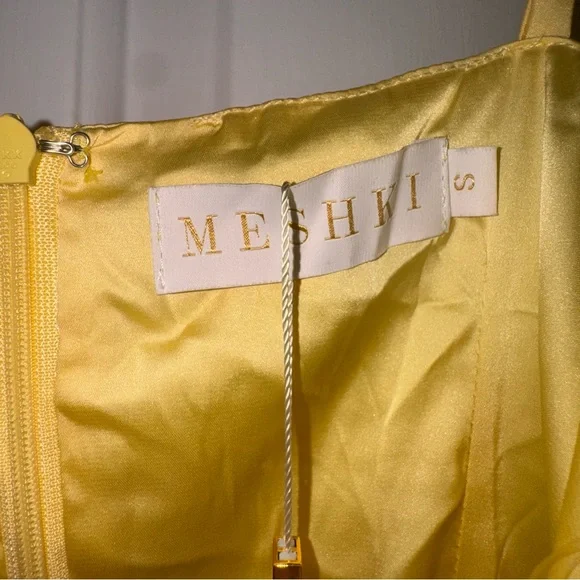 Meshki Tasia Tie Front Satin Mini Dress in Lemon yellow S NWT - Picture 4 of 16